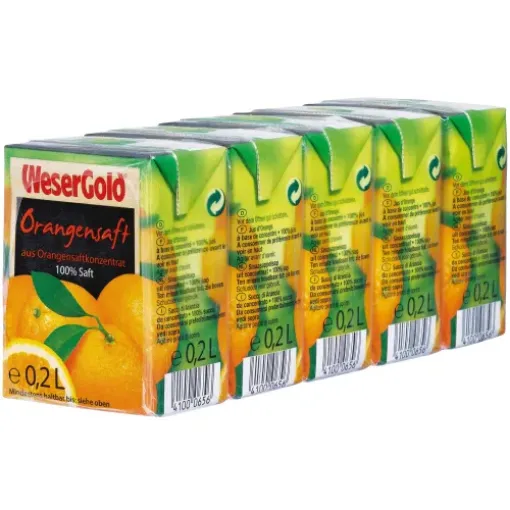 Picture of WESER GOLD 100% PURE ORANGE JUICE 60 x 200ML